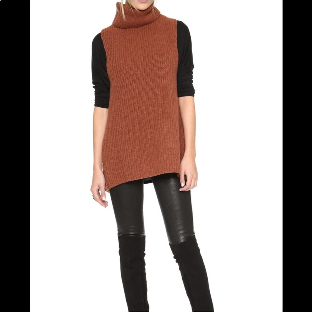 Free People Need it now knit turtle neck vest in color “burnt caramel”